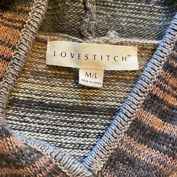 Lovestitch Oversized Poncho Hoodie Striped Size M/L - Picture 2 of 7